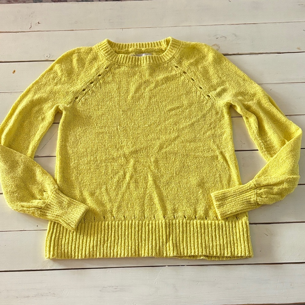 LOFT Women's Bright Yellow Crew Neck Sweater, Small
